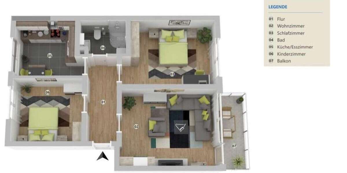 Etagenwohnung Seligenstadt - 3 Zimmer, 70 m&sup2;, 740&euro; | Angebot:27275443